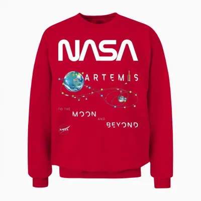 Nasa Artemis 1 Mission Exploration Insignia Worm Logo T-Shirt, Black, S Unisex Sweatshirt - Red