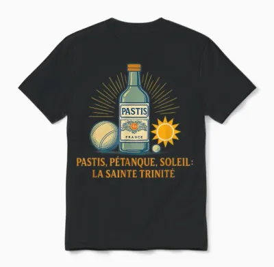 Pastis, Petanque, Sun: the Holy Trinity Unisex T-Shirt - Black