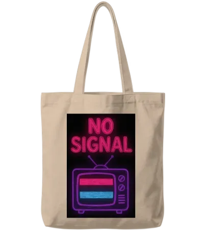 No Signal Retro Neon Tote Bags - Natural