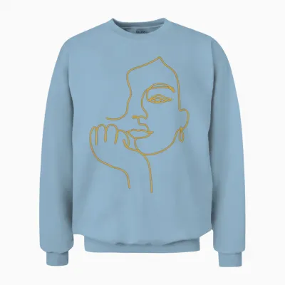 Face Line Drawing Unisex Sweatshirt - Light Blue