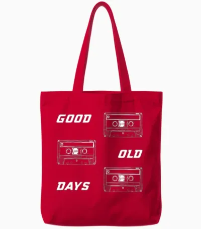 Retro Cassette Nostalgia Tote Bags - Red