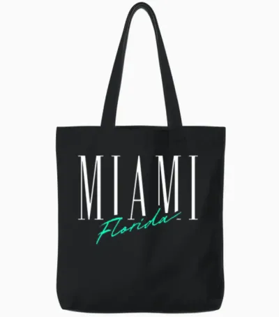 Miami Florida Retro Tote Bags - Black