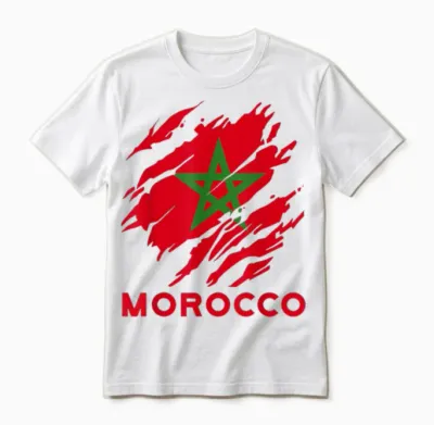Marokko Flagge Vintage Stil Retro Marokko Fußball Mor Unisex T-Shirt - White