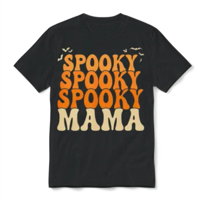 Retro Spooky Mama Halloween Unisex T-Shirt - Black