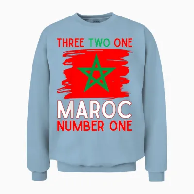 Drapeau Du Maroc Supporter De Football Marocain Pour Homme, Femme, Enfant Unisex Sweatshirt - Light Blue