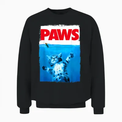 Xiongying Paws Cat and Mouse Top, Cute Funny Cat Lover Parody Unisex Sweatshirt - Black