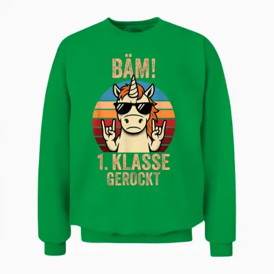 1. Klasse Geschafft 2026 Abschluss 1. Klasse Gerockt Unisex Sweatshirt - Irish Green