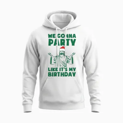 Party Like It's a Christmas Birthday Unisex Hoodie - White