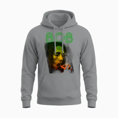 Offizielles Bob Marley Bob Smoke Reggae Vintage Retro Unisex Hoodie - Sport Grey