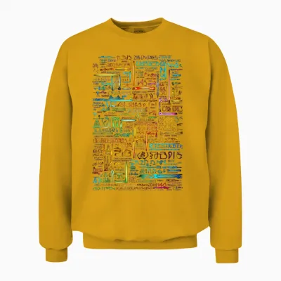 Colourful Art Graphic Motif Artwork T-Shirt, Black Unisex Sweatshirt - Gold