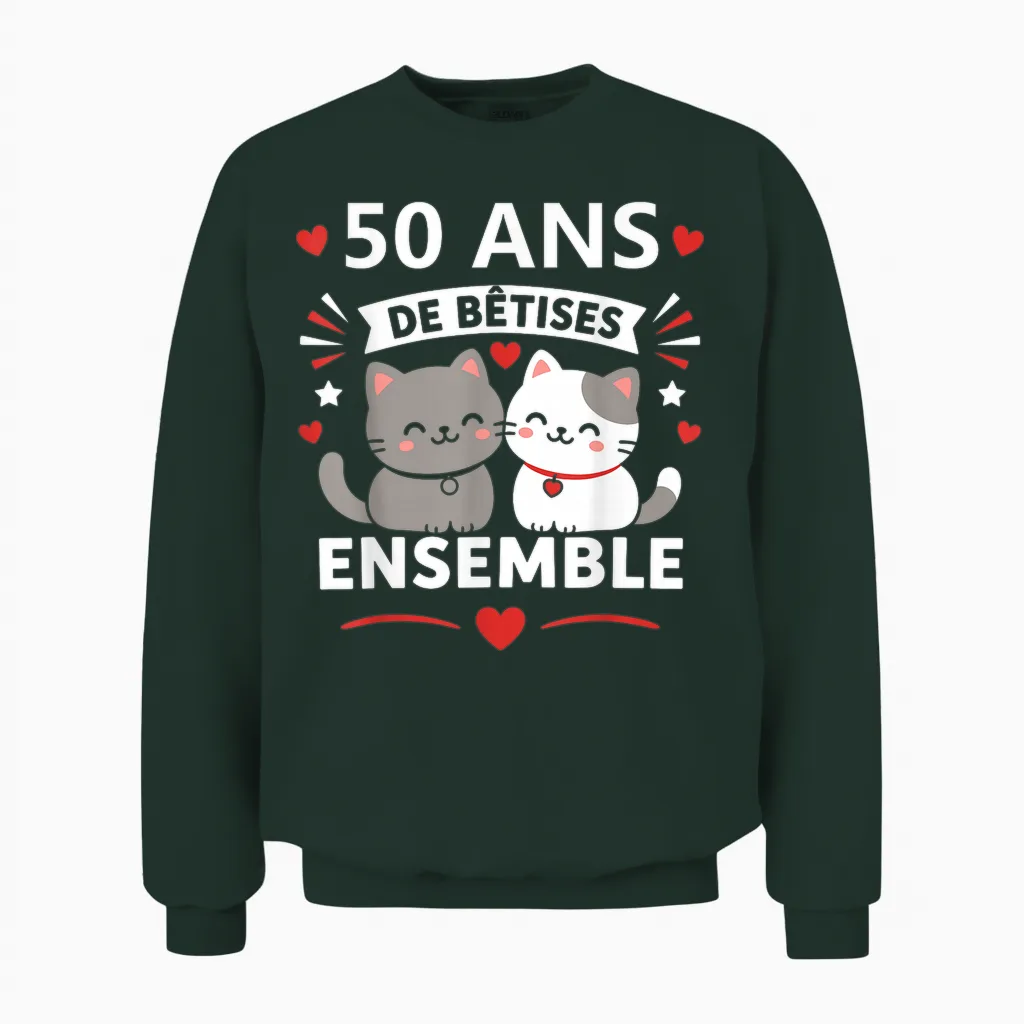 Humour Anniversaire 50 Ans Mariage Chat Couple 50 Ans Unisex Sweatshirt in Forest