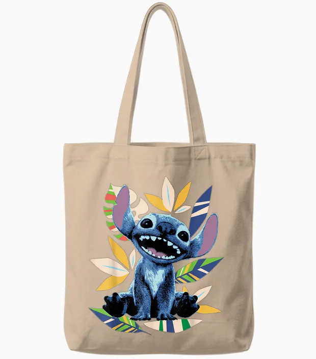 Disney Lilo & Stitch Live-Action Movie Tropical Island Leaf Tote Bags in Natural