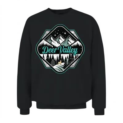 Retro Deer Valley Ski Unisex Sweatshirt - Black