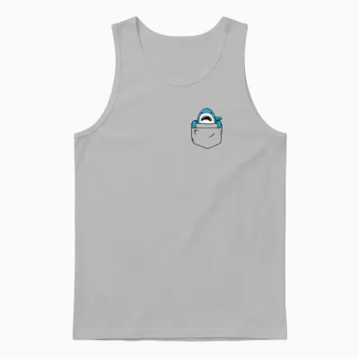 Shark Pocket Animal Pets Funny Shark Gift Mens Womens & Unisex Tank Top - Ash