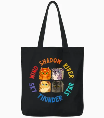 Wind Shadow River Star Thunder Sky Cat Feline,fire Star Cat Tote Bags - Black