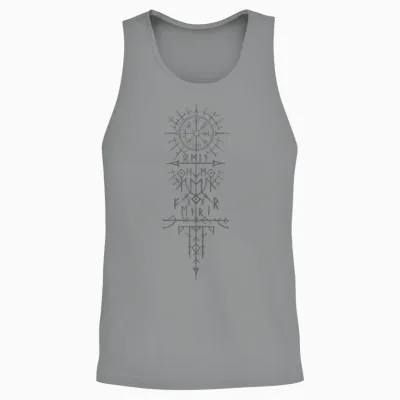 Walhalla Odin Fenrir Wolf Runes Compass Nordic Viking Unisex Tank Top - Sport Grey