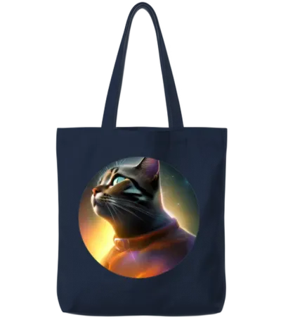 Funny Catstronaut Tote Bags - Navy