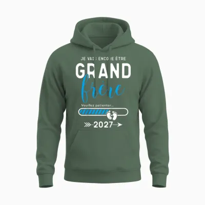 Enfant Futur Grand Frère 2027, Je Vais Encore Be Grand Frère 2027 Unisex Hoodie - Military Green