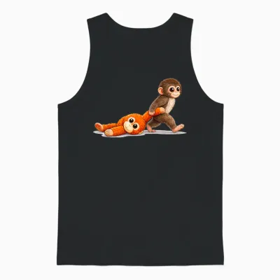 Retro Cute Monkey Punch Ultimately I Have to Be Brave Viral Unisex Tank Top - Black