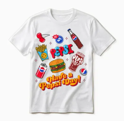 Drink Pepsi Papl1421 Buchstabe Bubble Vintage Retro Grafik Unisex T-Shirt - White