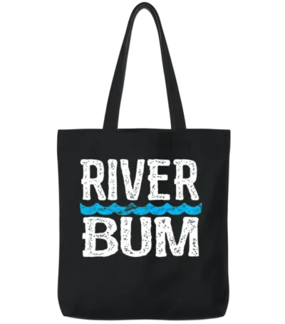 River Bum Floating Float Camping Vacation Rat Tote Bags - Black