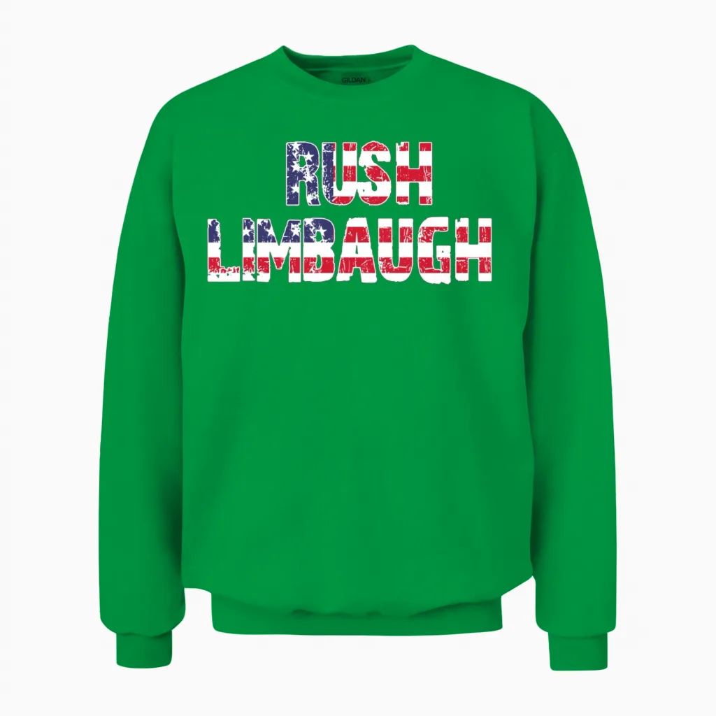 Rush Limbaugh Rip 1951-2021 Unisex Sweatshirt in Irish Green