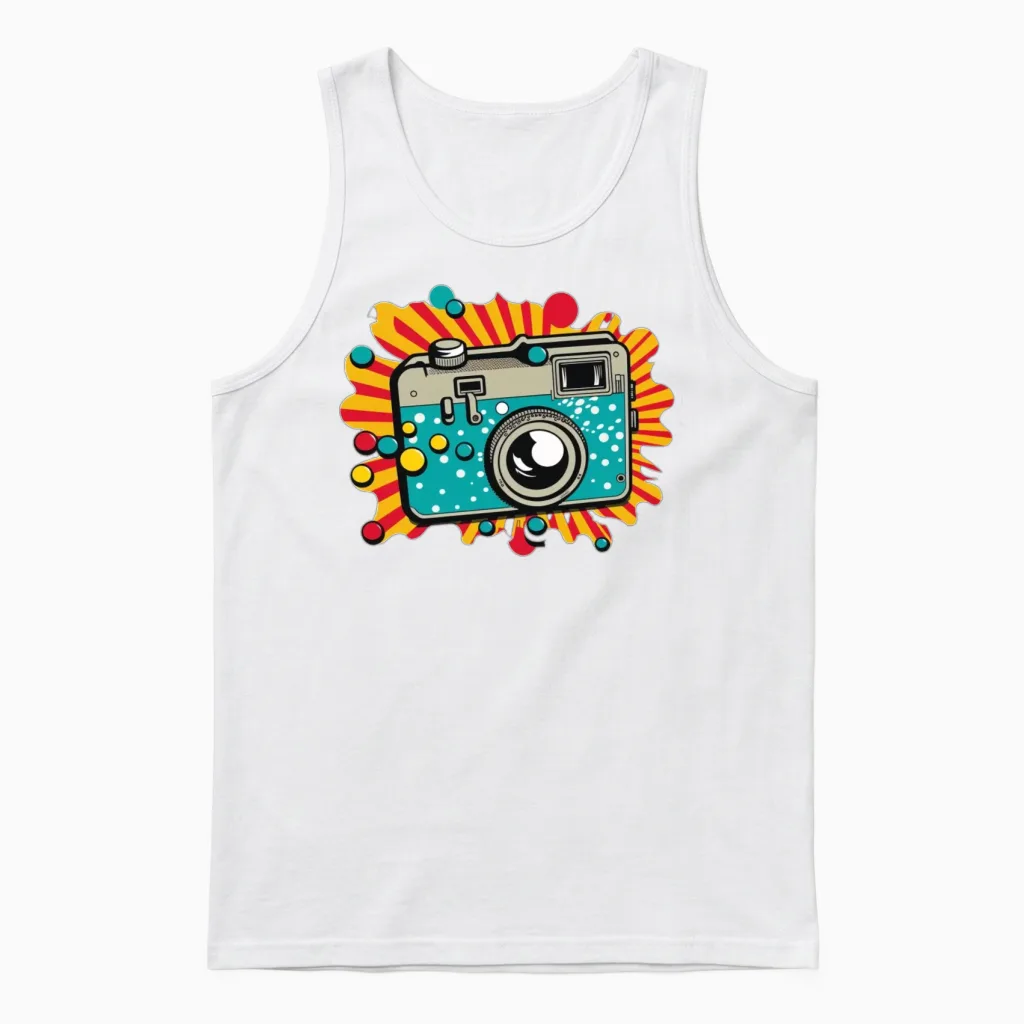 Retro Camera Photography Unisex Tank Top in White