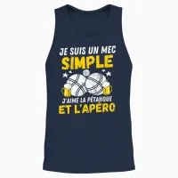 Guy Simple Aperitif Pétanque Funny Boccia Bouliste Pétanque Unisex Tank Top in Navy - 2