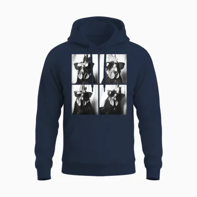 Hahn Wearing Sunglasses Photobooth Selfie Farm Chicken Unisex Hoodie - Navy
