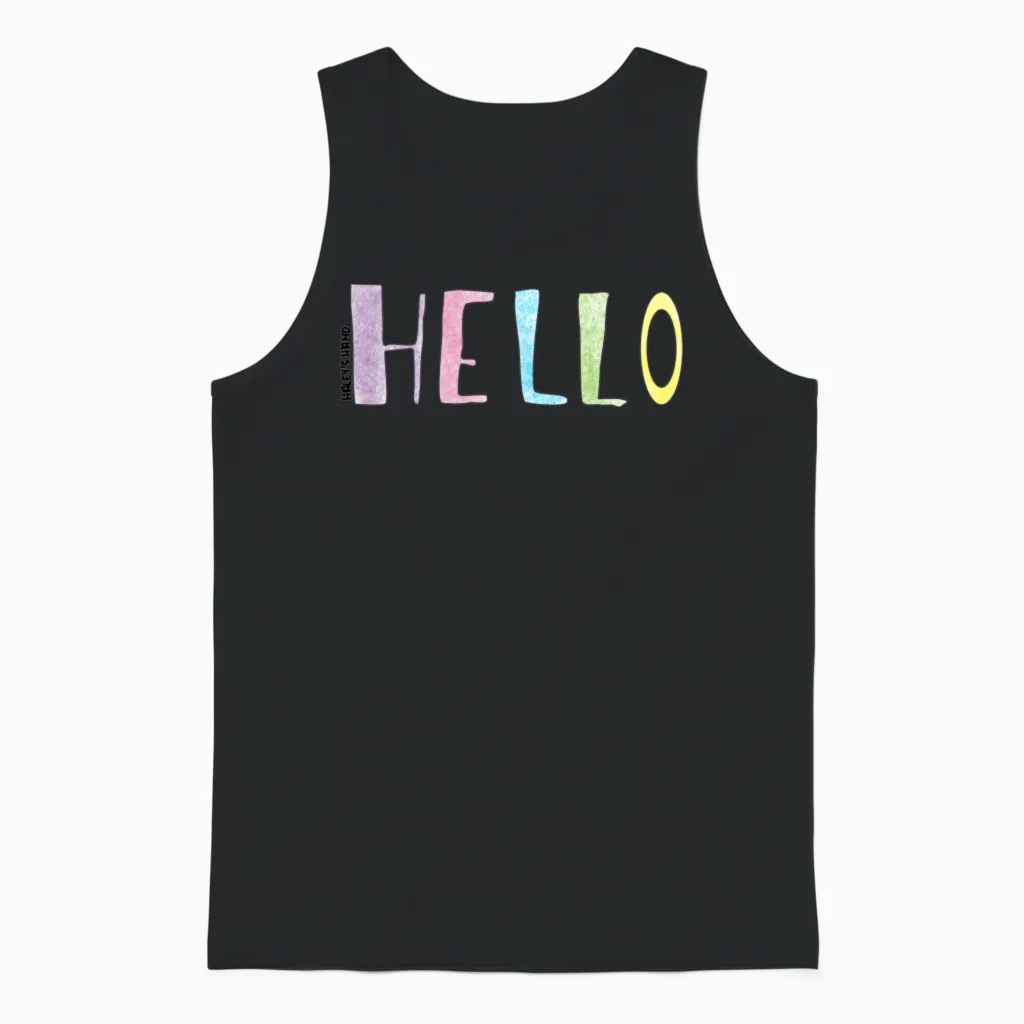 Hello Green Retro Unisex Tank Top - Black