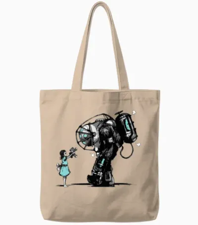 Bioshock Big Daddy Tote Bags - Natural