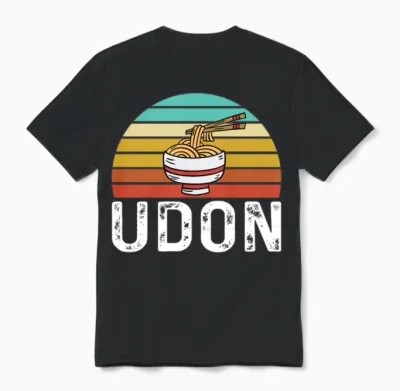 Retro Udon Noodles Unisex T-Shirt - Black