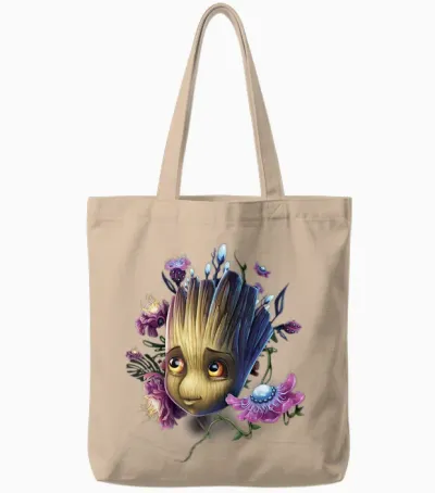 Marvel Guardians of the Galaxy Groot Flowers Tote Bags - Natural