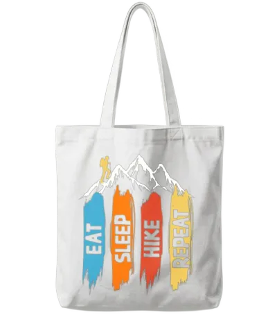 Eat Sleep Hike Repeat, Eat Sleep Hike Tote Bags - White