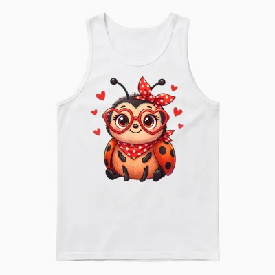 Cute Little Ladybird Hearts for Ladybird Lovers and Couples Unisex Tank Top - White