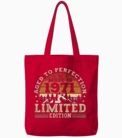 1971 Vintage Retro Birthday Tote Bags - Red