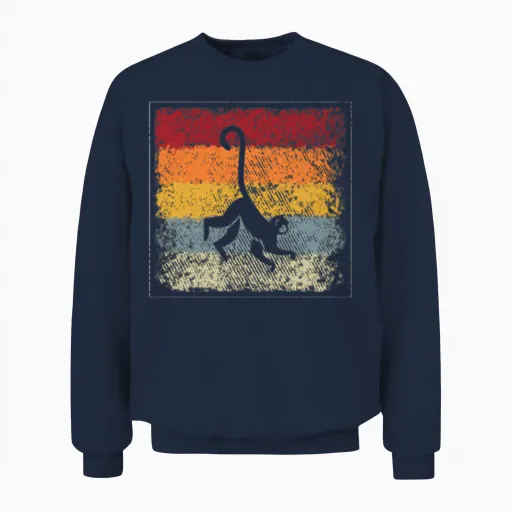 Monkey Retro Unisex Sweatshirt in Navy