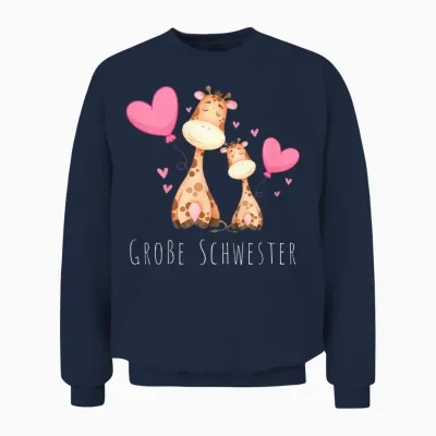 Kinder Große Schwester Giraffe Unisex Sweatshirt - Navy