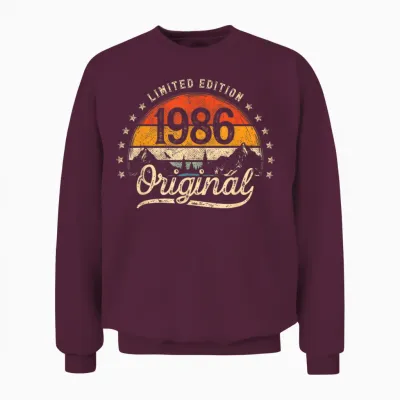 Limited Edition Vintage 1986 Man 39th Birthday Unisex Sweatshirt - Maroon