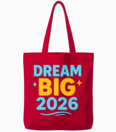 Dream Big 2026 Motivational Design Tote Bags - Red