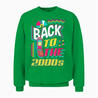 Back to the 2000s Vintage Two Thousand Retro 00s T-Shirt, Black, S Unisex Sweatshirt - Irish Green