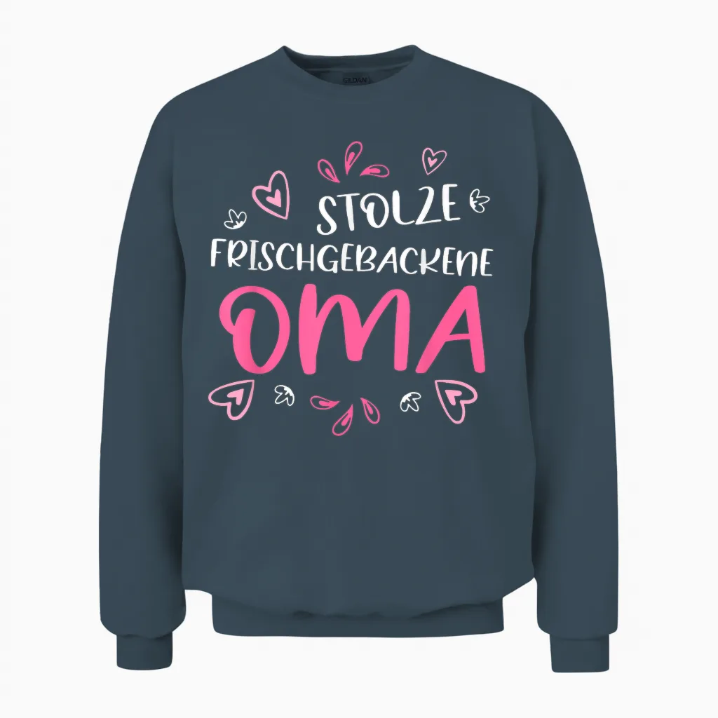 Proud Newborn Grandma Omi Gandma Funny Grandma T-Shirt, Black Unisex Sweatshirt in Dark Heather