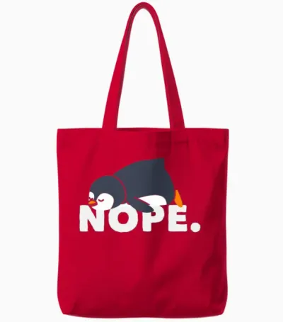 Lazy Penguin Relaxed Nope Gift Tote Bags - Red