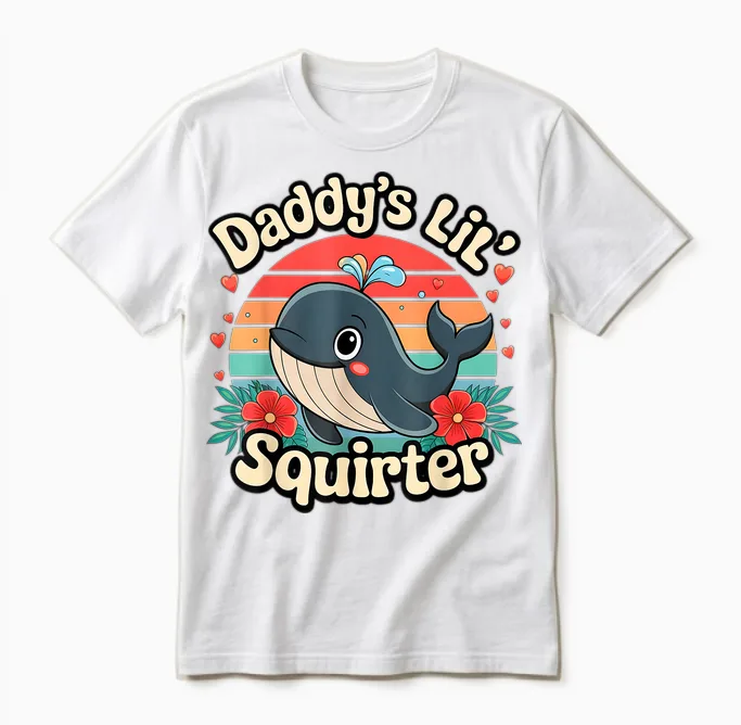 Papas Kleiner Squirter Unangemessener Lustiger Peinlicher Unisex T-Shirt in White