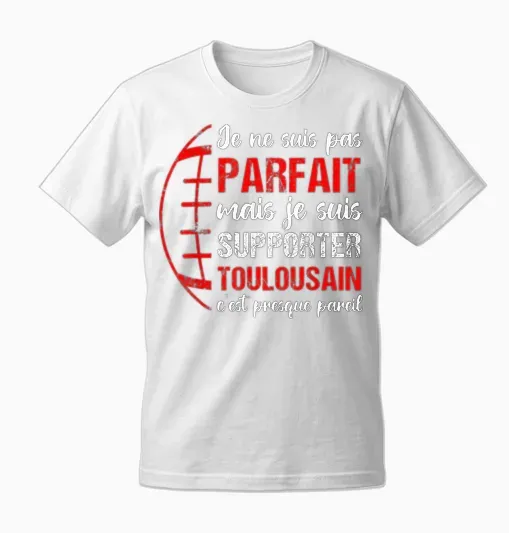 Toulouse Rugby Supporter Gift Fan Rugby Toulouse T-Shirt, Black, S Unisex T-Shirt - White