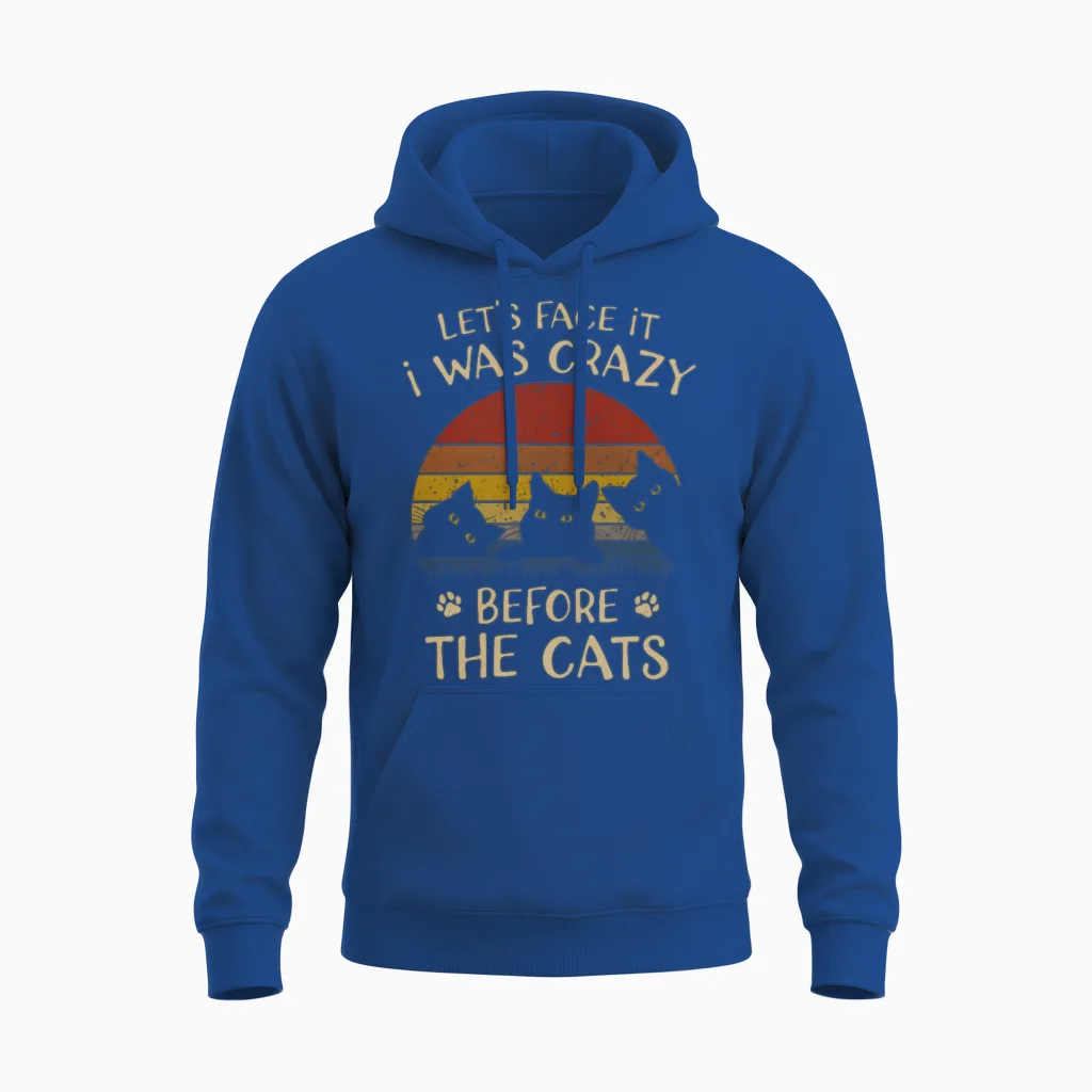 Funny Crazy Before Cats Graphic Unisex Hoodie in Royal