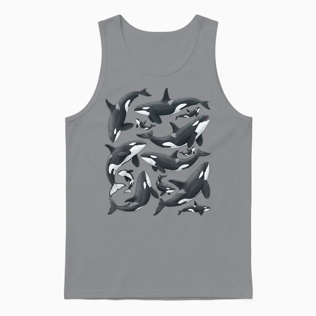 ästhetische Orca-Wale Kunst Ozean Meeresleben Meer Unisex Tank Top in Sport Grey