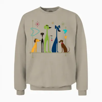Retro Mid-Century Modern Dogs 50s 60s Style Unisex Sweatshirt - Sand