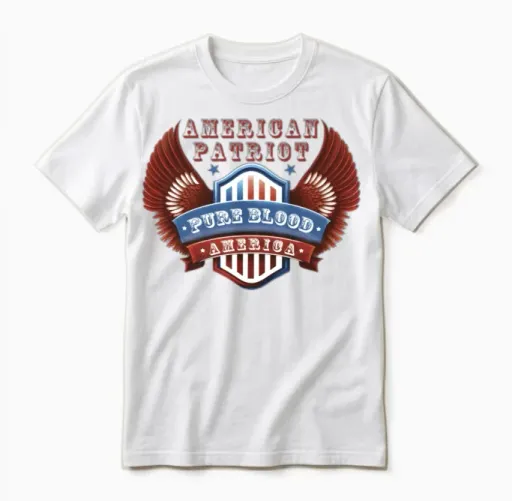American Patriot Red White Blue Patriotic Apparel Unisex T-Shirt in White