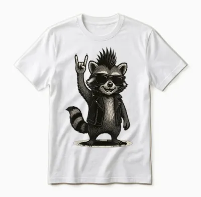 Waschbär Punk Rock Musik Vintage Unisex T-Shirt - White